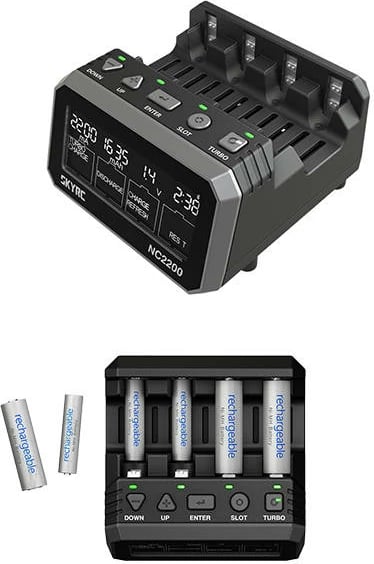 Karikues baterish SkyRC NC2200, 4 slote, AA/AAA, NiMH/NiCD, i zi