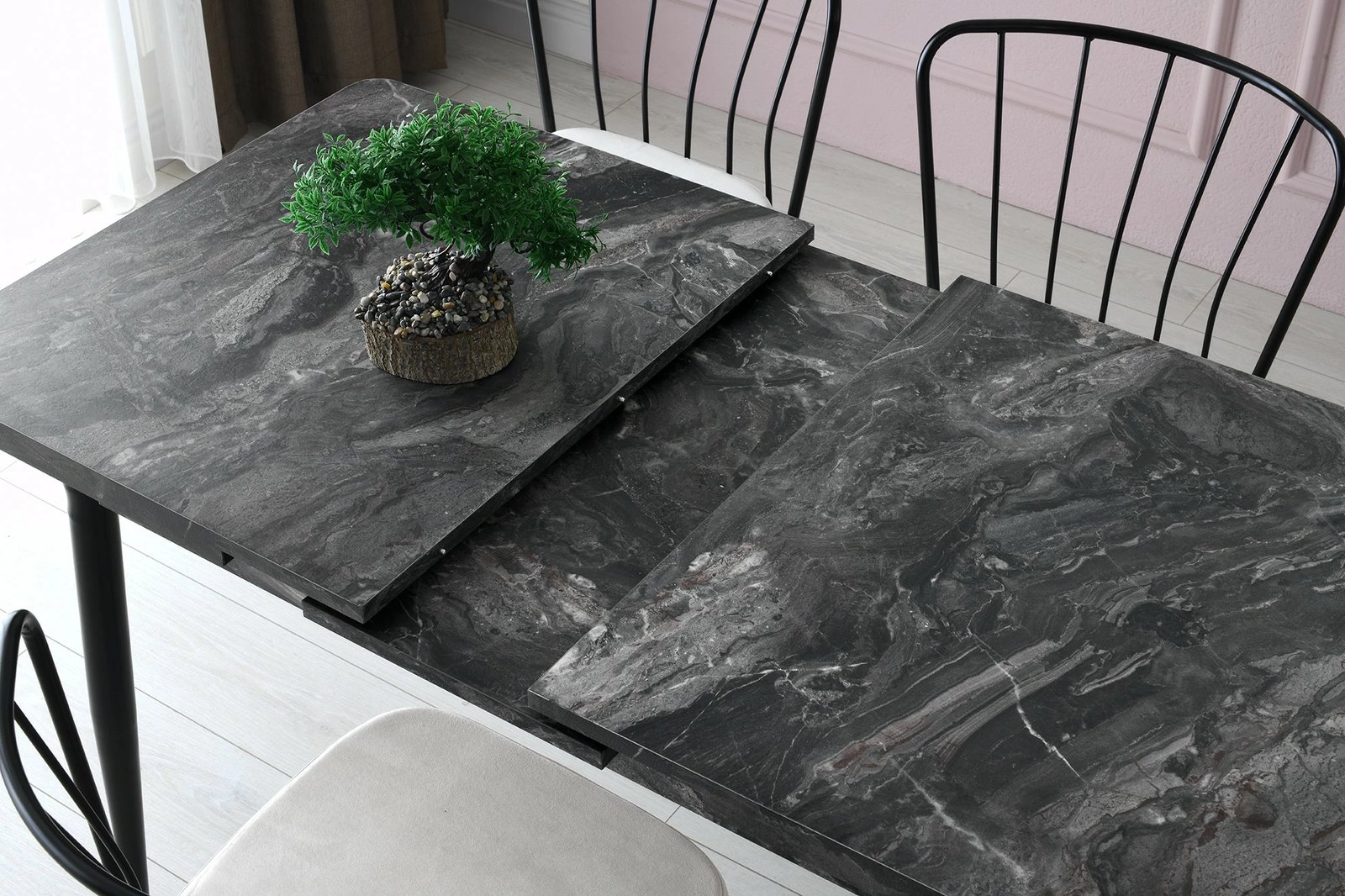 Tavolinë ngrënieje e zgjatshme, ngjyrë antracit, Hanah Home, Ay - 1182