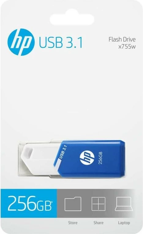 Pendrive HP HPFD755W-256, 256GB, USB 3.1, Kaltër/Bardhë