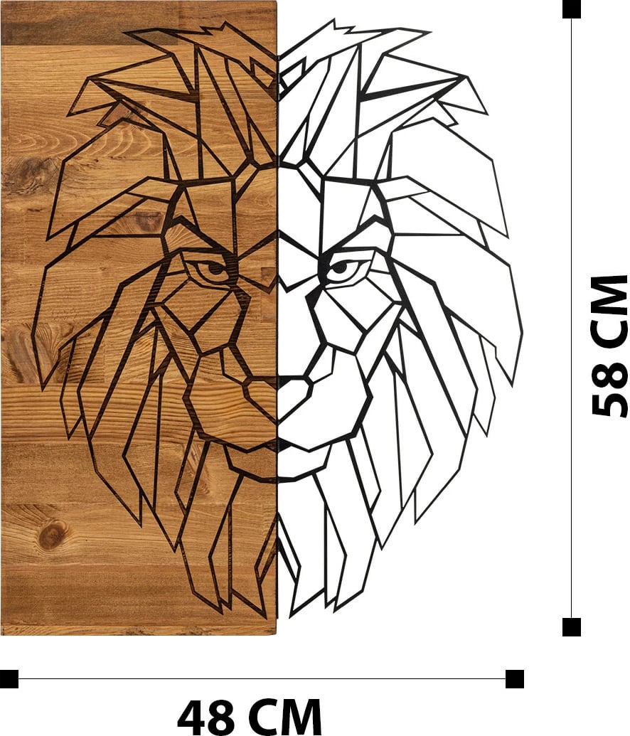 Aksesor dekorativ prej druri për mur, Wallity, Kıng1, ngjyrë e zezë dhe arre, 47.5x58cm