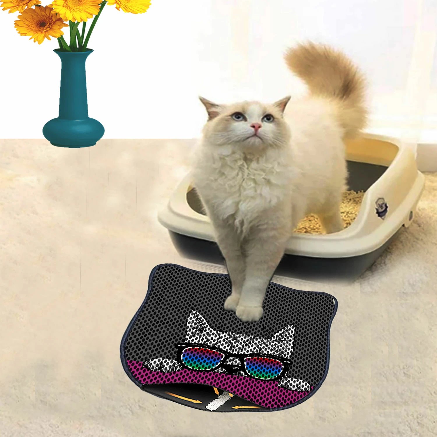Tapet për rërë mace, shumëngjyrësh, Paws & Whiskers, Kdkafa0224, 40x50cm