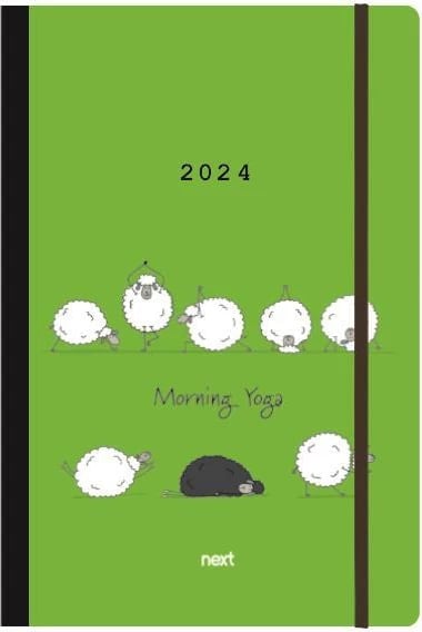 Kalendar ditor fleksibil Next 2024 me elastik, 12x17cm, Morning Yoga, Jeshil