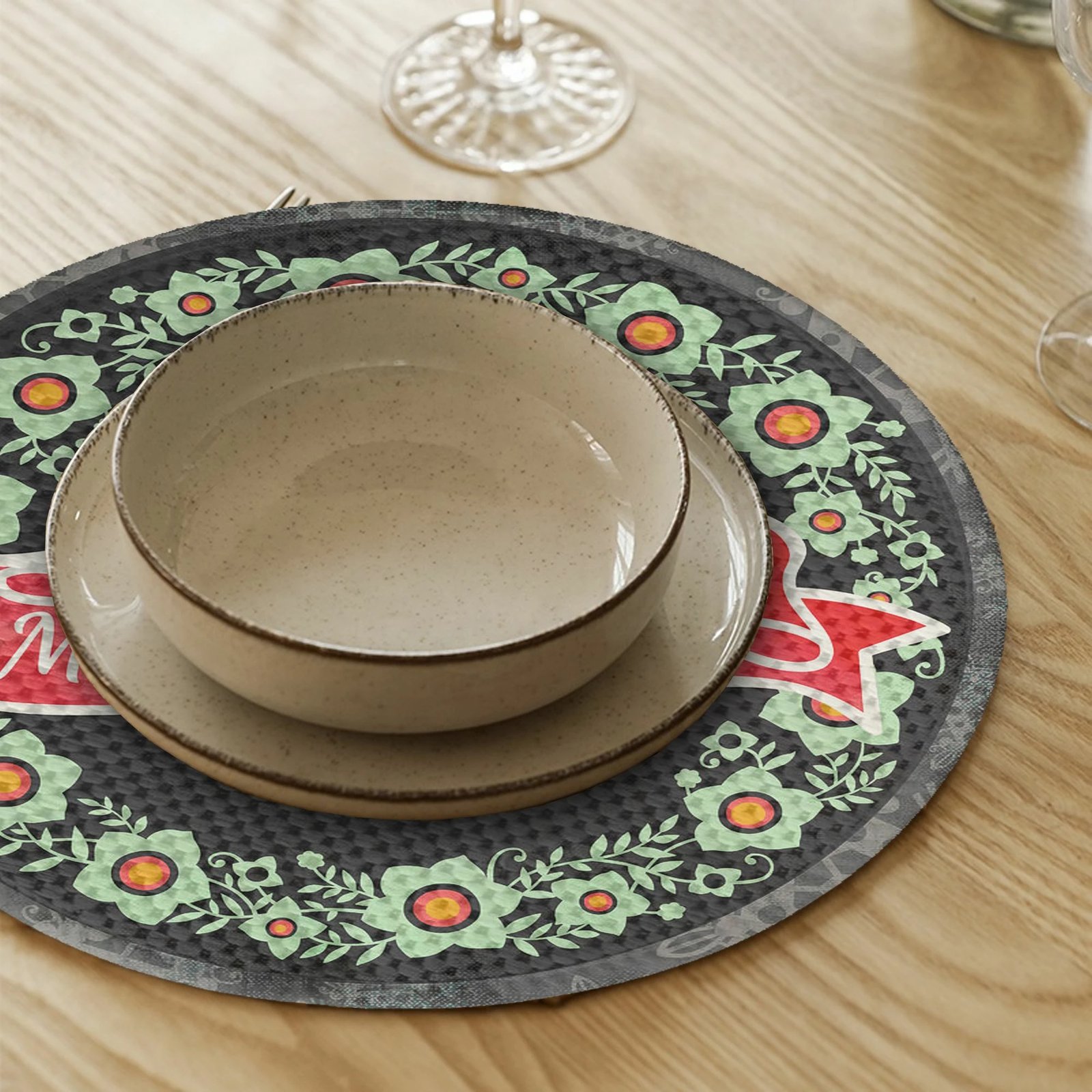 Nënshtrat tavoline, shumëngjyrësh, set prej 4 copash, Hermia Concept, 37cm