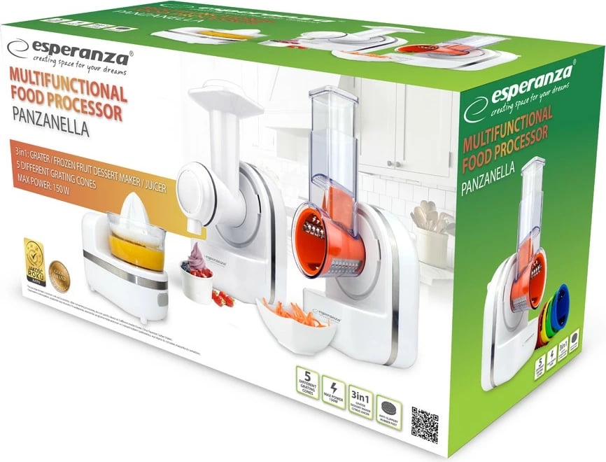 Robot kuzhine multifunksional Esperanza PANZANELLA EKM027, 500 ml, i bardhë, 5 aksesorë