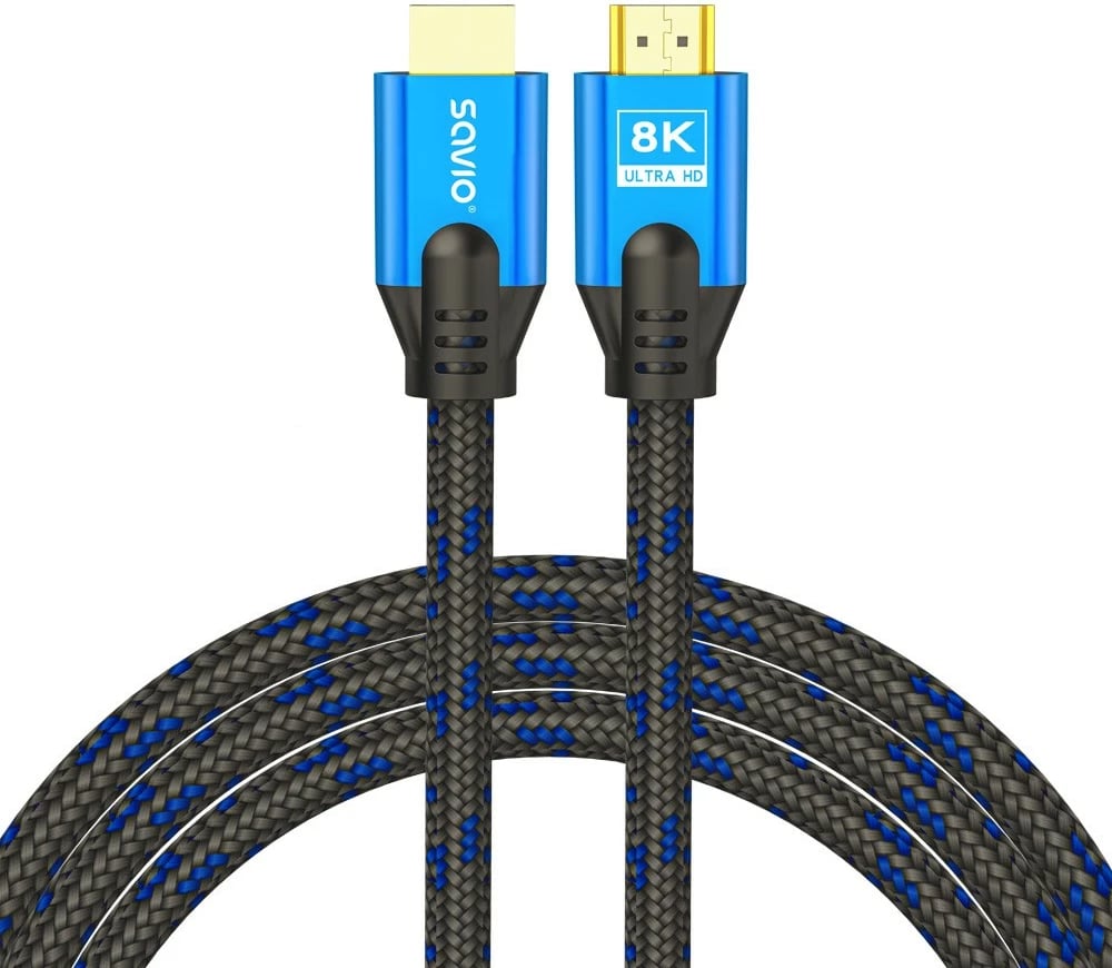 Kabllo HDMI Savio CL-143, 3m, Ultra HD 8K, v2.1, zezë/blu