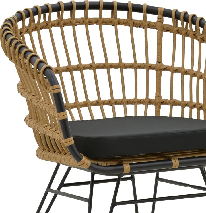 Set tavoline me karrige Kliton-Naoki B, 5 pjesë, alumin anthracite, rattan natyral, 80x80x74cm