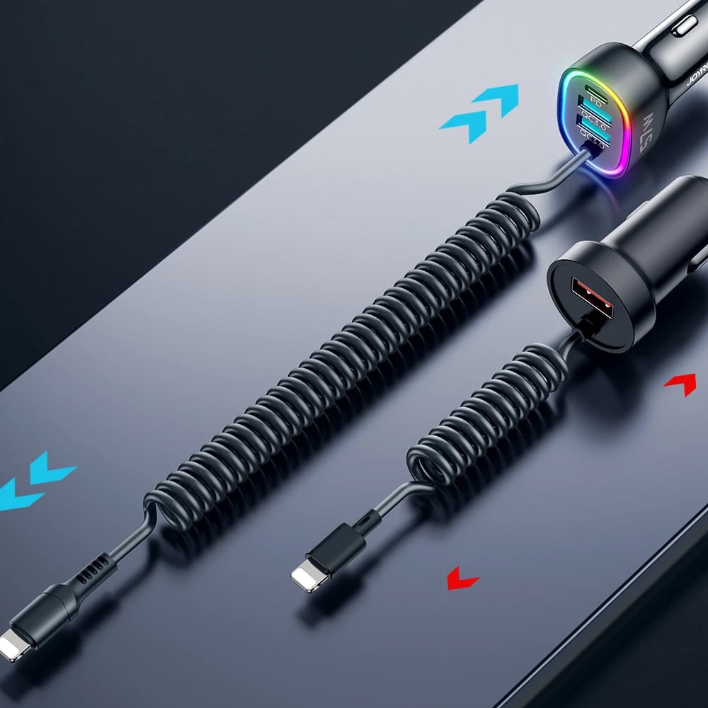 Karikues veture Joyroom JR-CL20, 4 në 1, 57W, me kabllo Lightning 1.6m, i zi