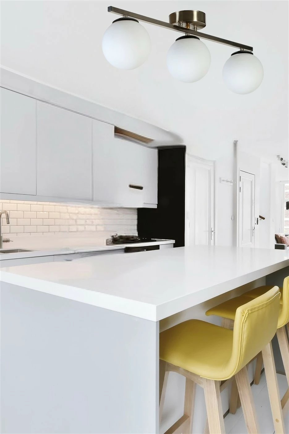 Llambë tavani Opviq, Yeni Can 3 llampa, krom mat, gotë e bardhë