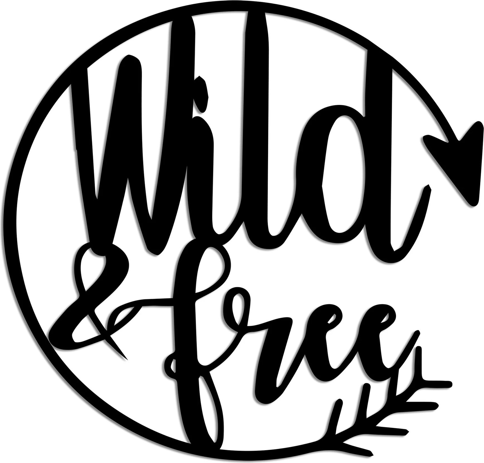 Aksesor dekorativ metalik për mur, Wallity, Wild & Free, ngjyrë e zezë, 50x50cm