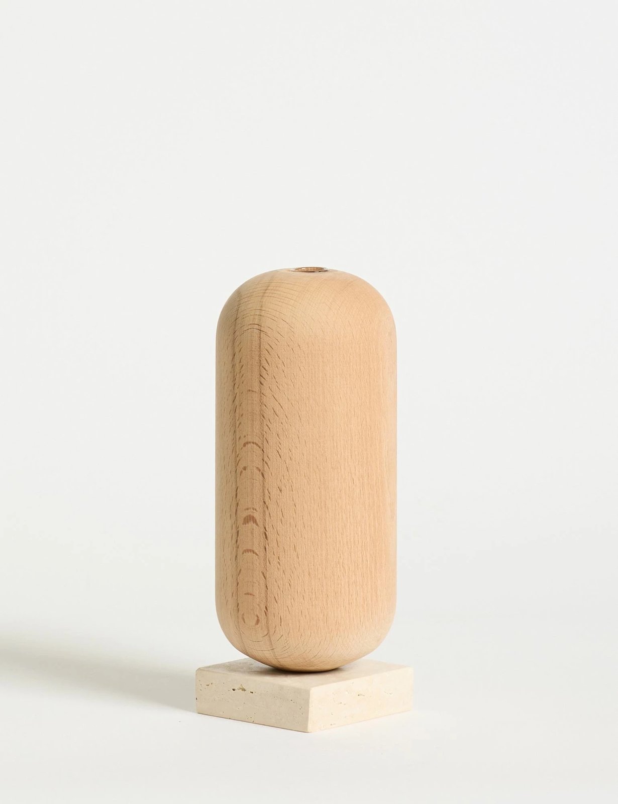 Vazo Evila Originals, Vasio Big, ngjyrë bezhë, qeramike, me bazë travertini, 9x22.5x9cm