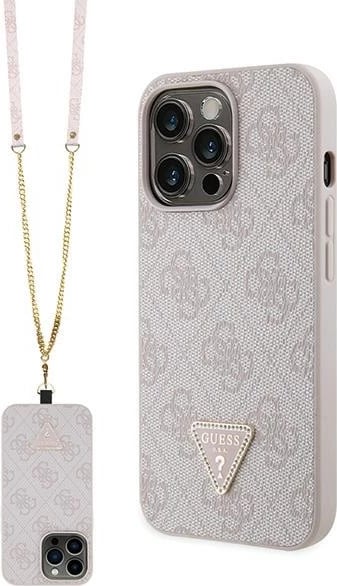 Mbështjellës Guess GUHCP13XP4TDSCPP për iPhone 13 Pro Max 6.7", Crossbody 4G Metal Logo, Rozë