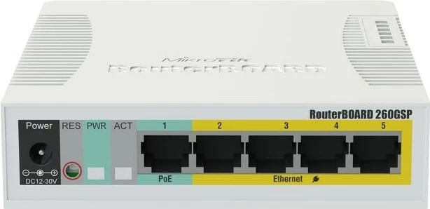 Switch MikroTik RB260GSP, Managed, Gigabit Ethernet, PoE, Bardhë