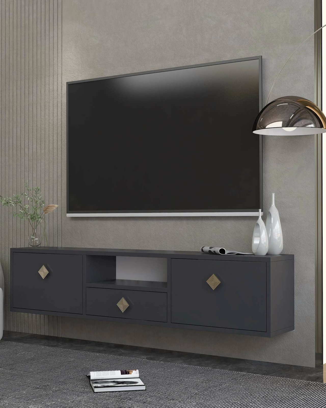 Komodë TV Skye Decor, anthracite, gold, 1305-DROP-1