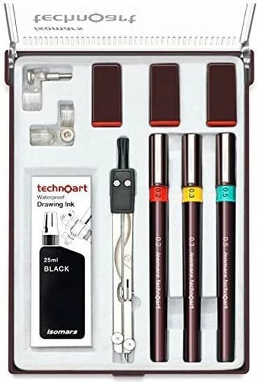 Set rapidografësh Isomars 0.2/0.3/0.5mm me kompas