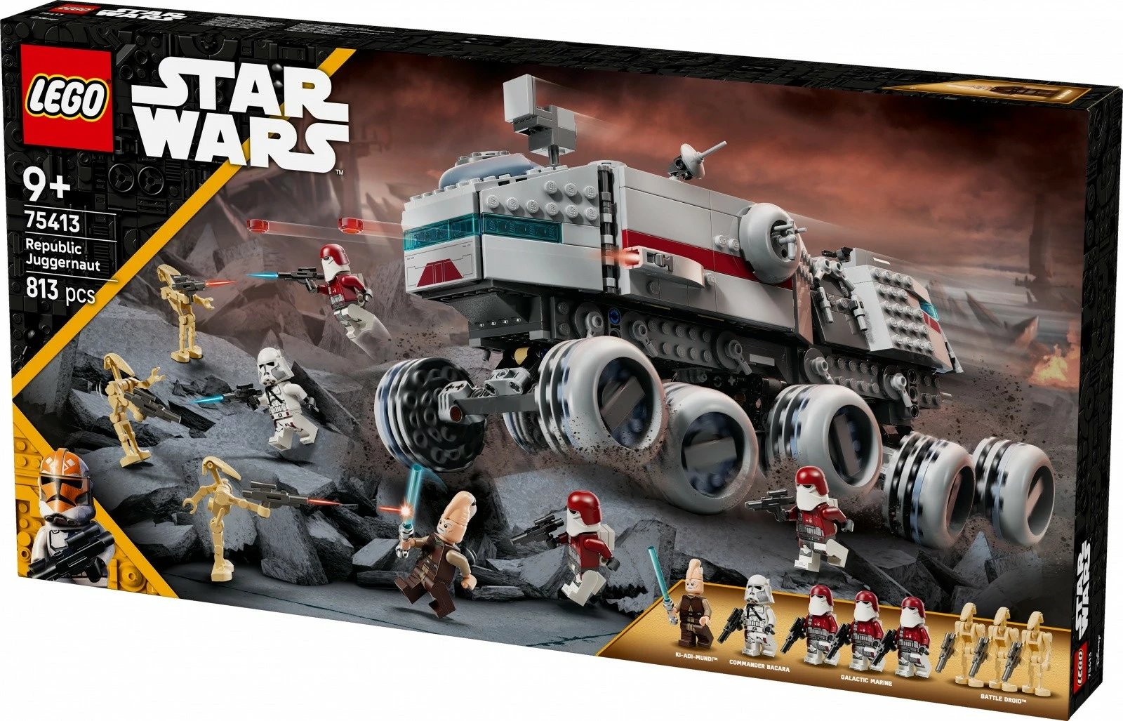 Set LEGO Star Wars Republic Juggernaut Tank 75413, 813 pjesë, për fëmijë 9+, plastikë