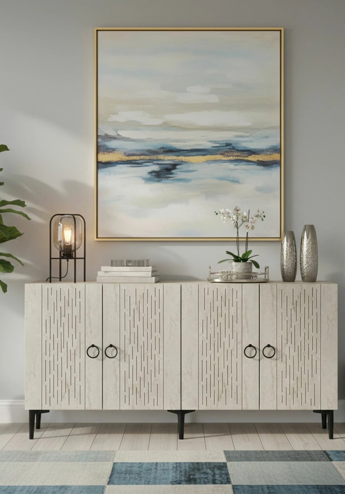 Konsol Skye Decor, Rain 150, e bardhë, travertin