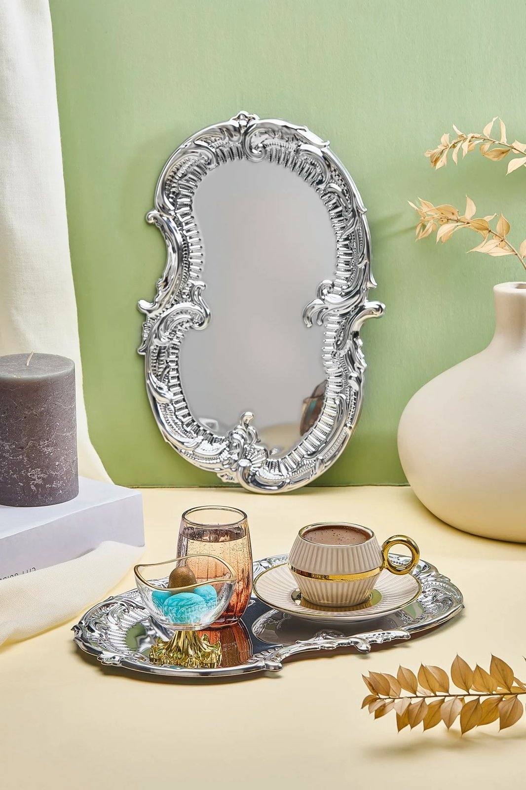 Set tabakash prej inoksi, 6 copë, ngjyrë argjendi, Hermia, Desenli Set tabakash prej inoksi, 6 copë, ngjyrë argjendi, Hermia, Desenli