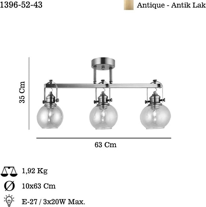 Llambadar Opviq, Ponte - 52-43, ngjyrë antike