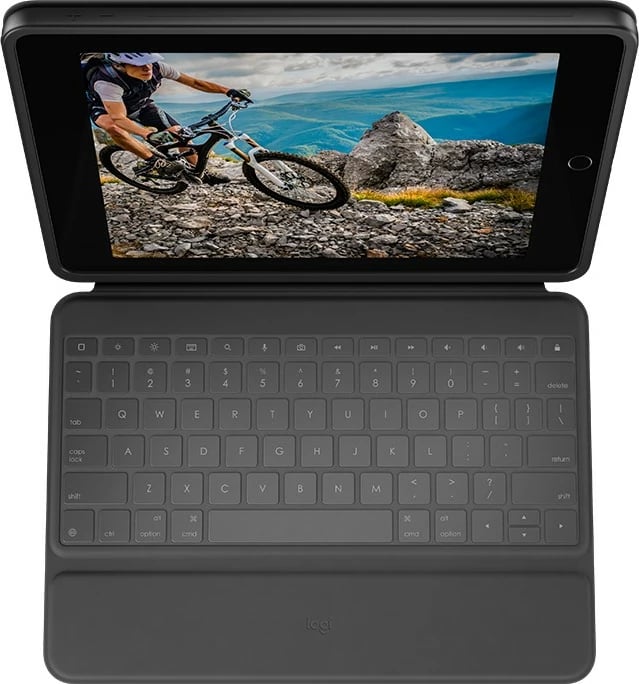 Mbështjellës Logitech Rugged Folio, QWERTZ, Gjermanisht, iPad (7th Gen), Grafit