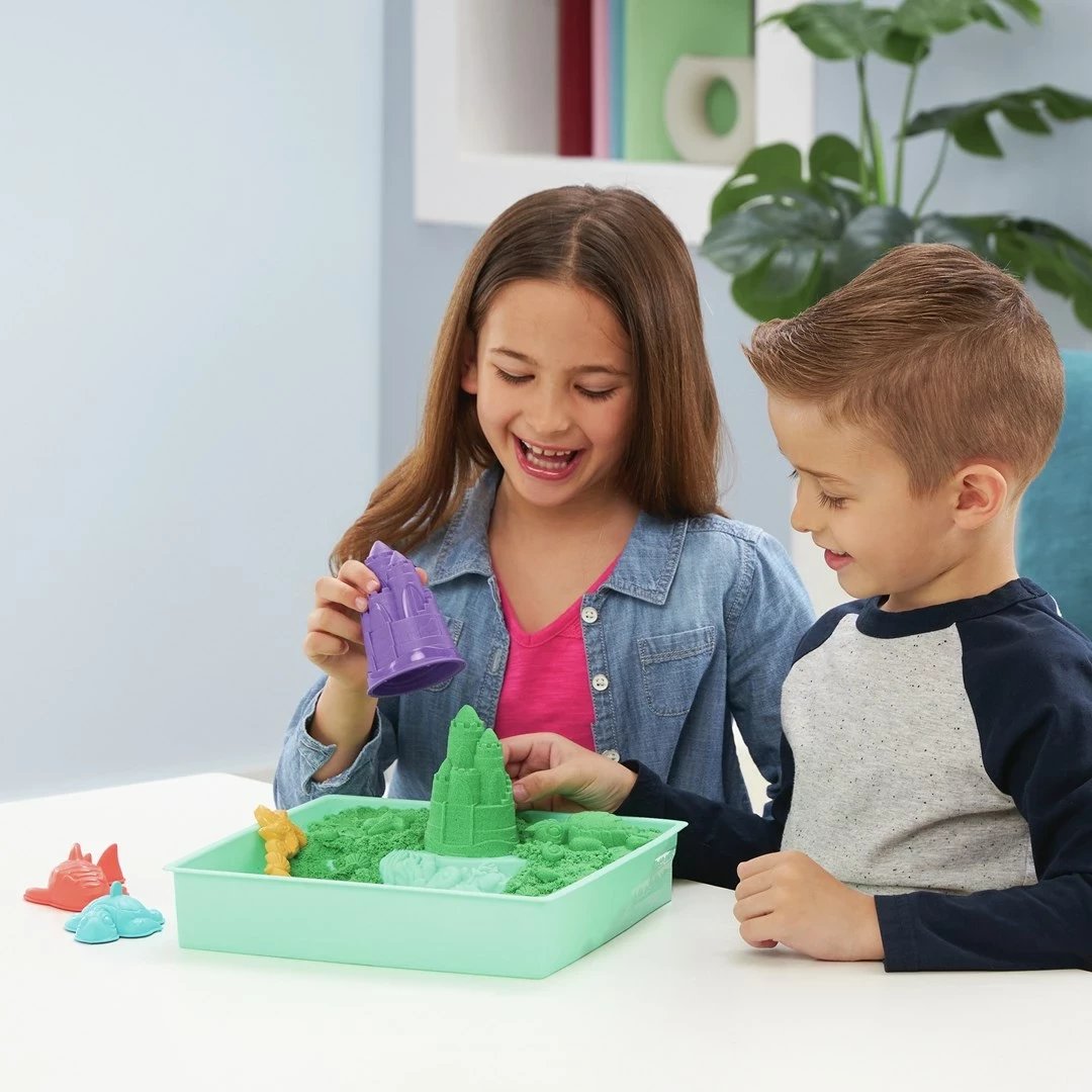 Set rërë kinetike SPIN MASTER, 1lb, me vegla dhe forma, Gjelbër