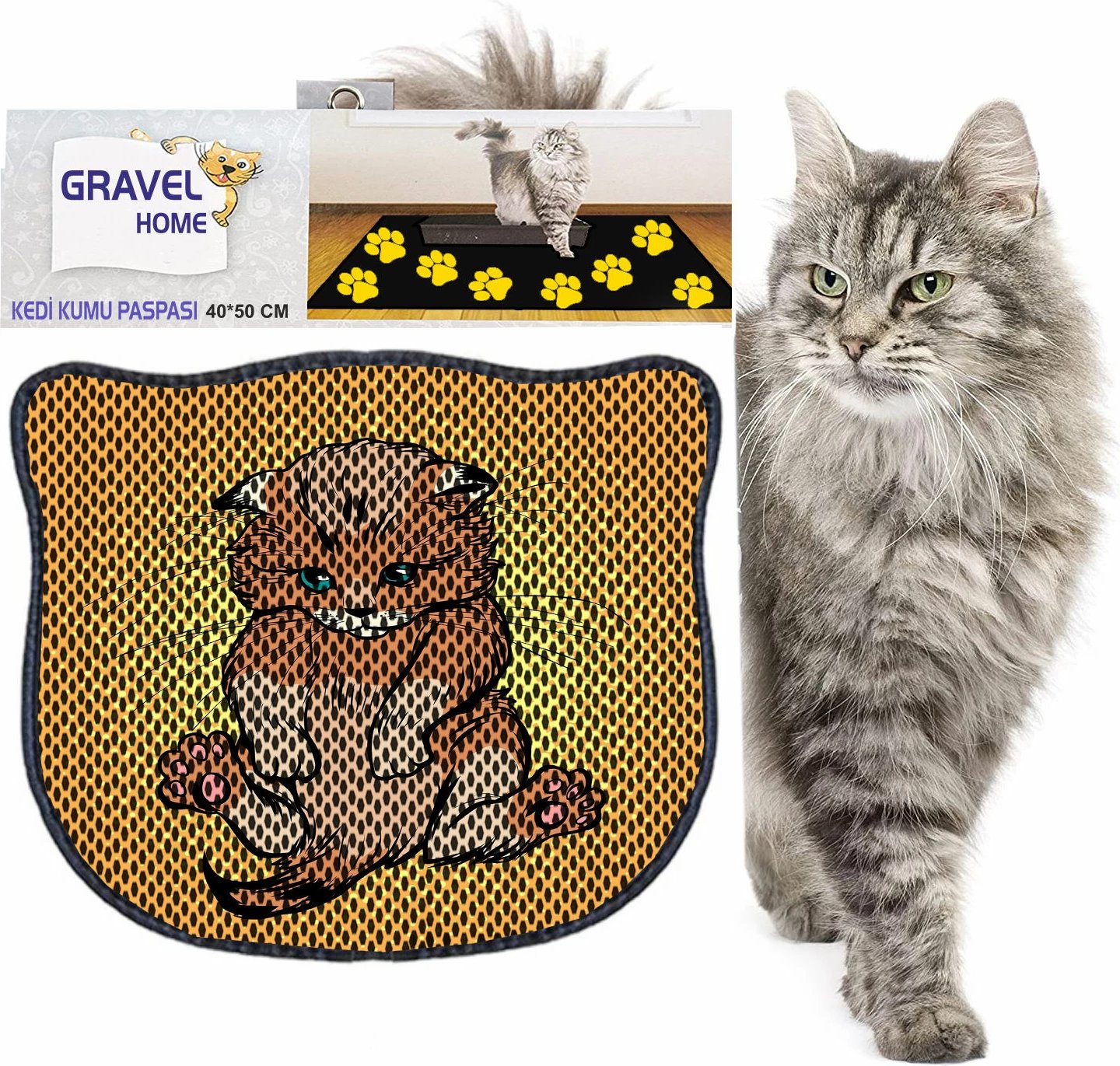 Tapet për rërë mace, shumëngjyrësh, Paws & Whiskers, Kdkafa0194, 40x50cm