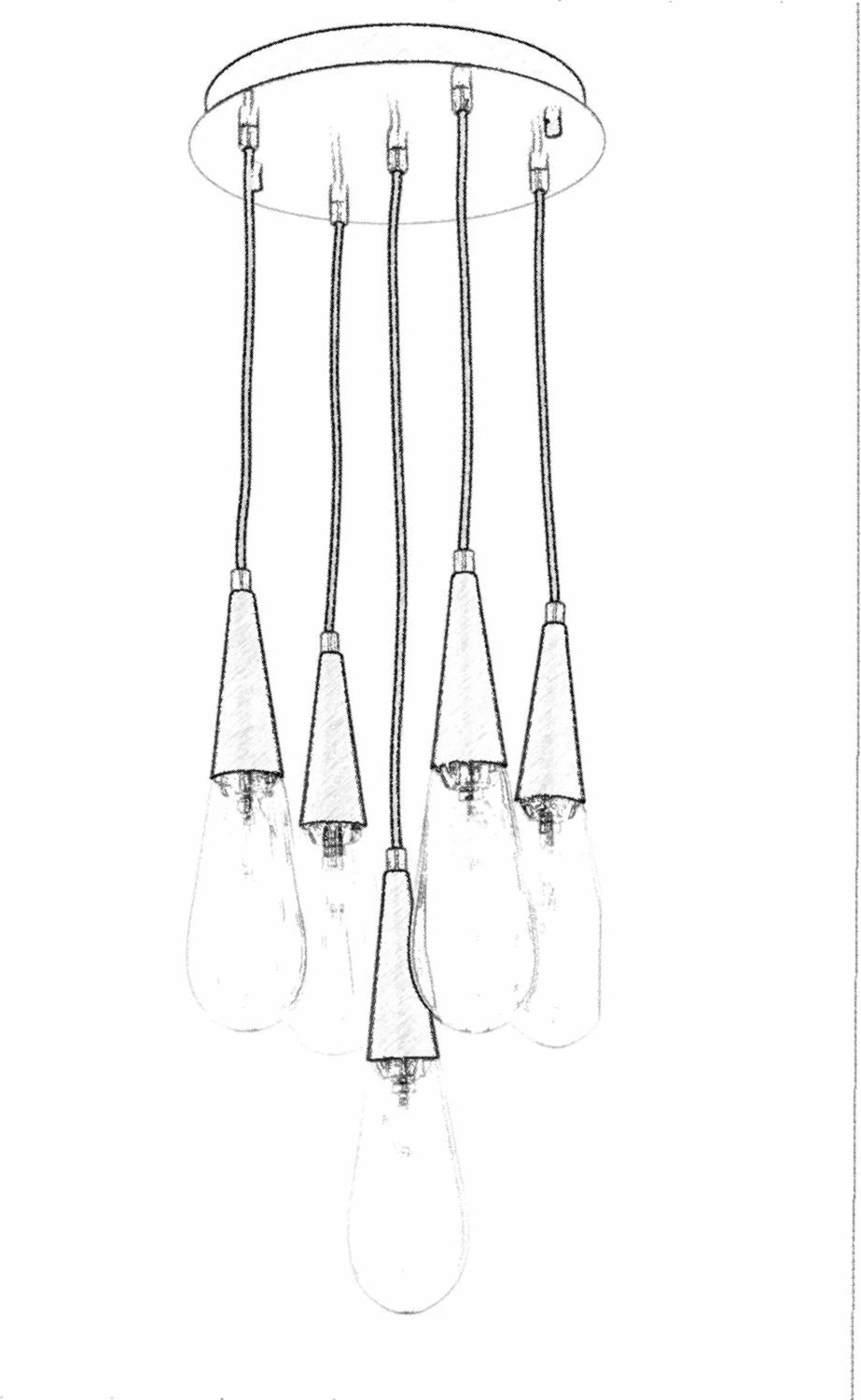 Llambë tavani industriale Opviq, AV-4236-5ET, ngjyrë antike, 5 copa