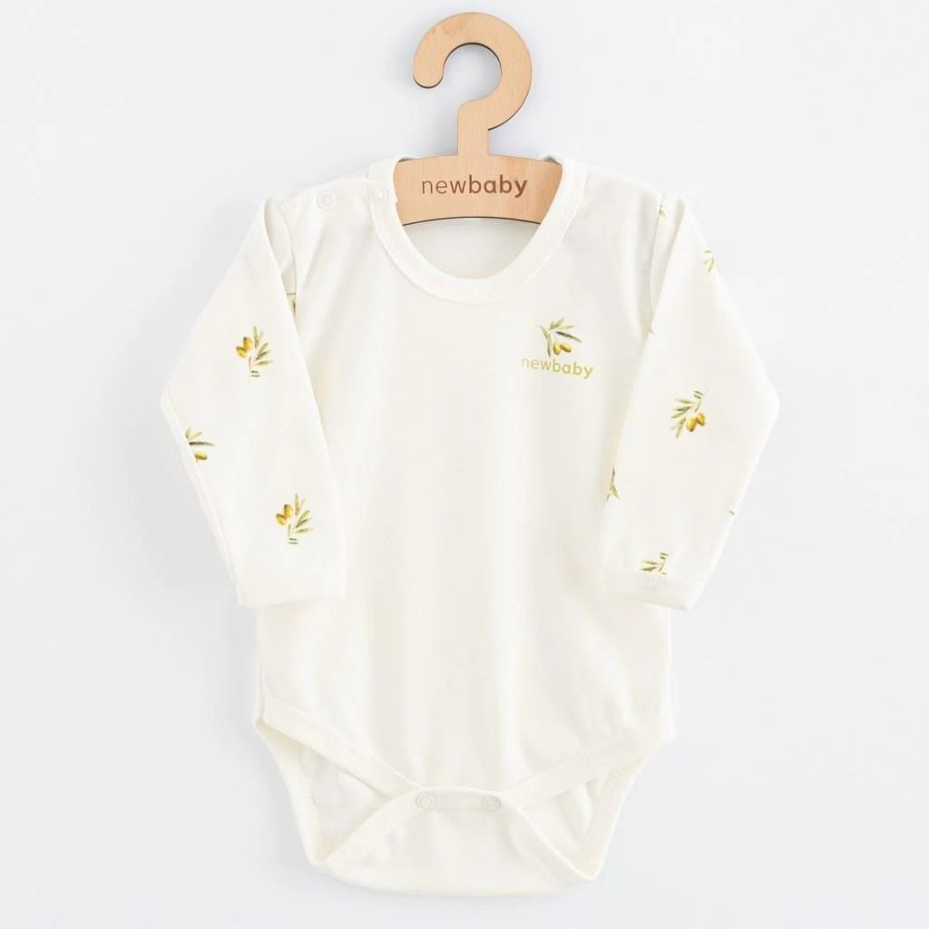 bodi bebe, New Baby, Olives, 100% pambuk organik, me mëngë të gjata, madhësia 86 (12–18m), bezhë