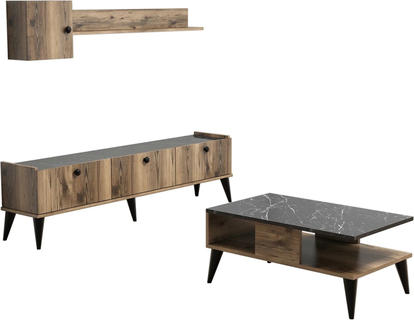 Set mobiljesh për dhomë dite, ngjyrë arre dhe mermeri, Lidya 1