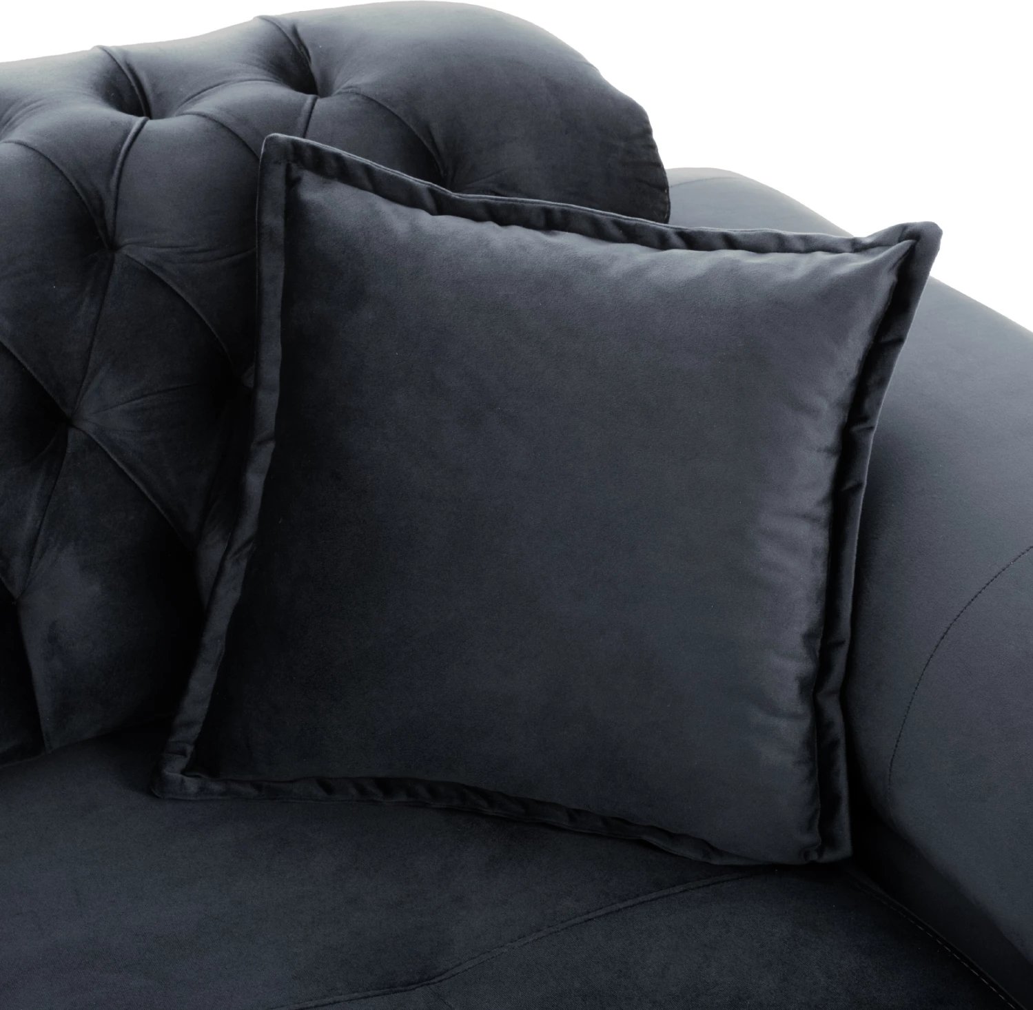 Divan 3-vendësh që bëhet shtrat, kadife e zezë, FH3249.01, 240x95x80