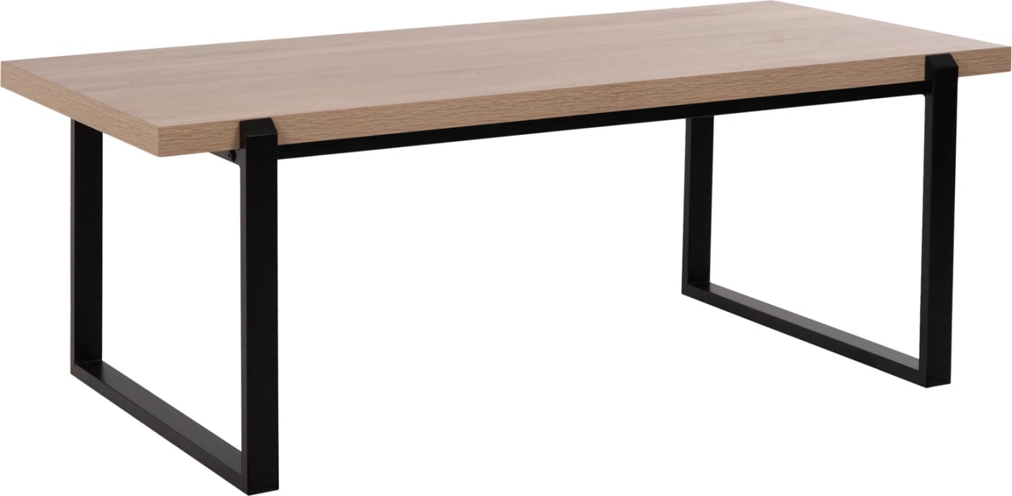 Tavolinë kafeje FH9585.03 MDF me sipërfaqe tavoline në ngjyrë sonoma dhe bazë metalike të zezë 120x60x46H cm Tavolinë kafeje FH9585.03 MDF me sipërfaqe tavoline në ngjyrë sonoma dhe bazë metalike të zezë 120x60x46H cm