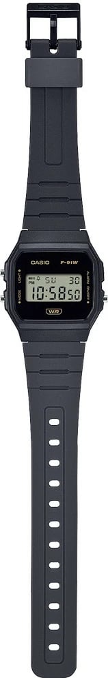 Orë dore CASIO F-91W unisex, e zezë