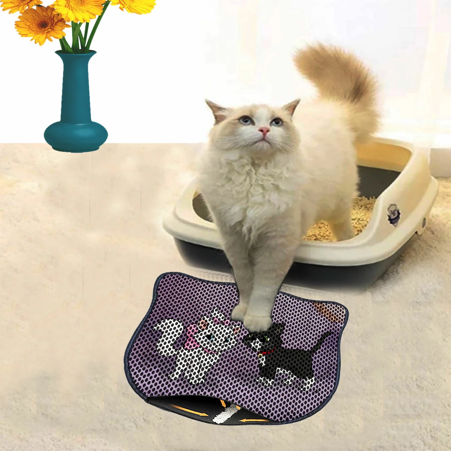 Tapet për rërë mace, shumëngjyrësh, Paws & Whiskers, Kdkafa0149, 40x50cm