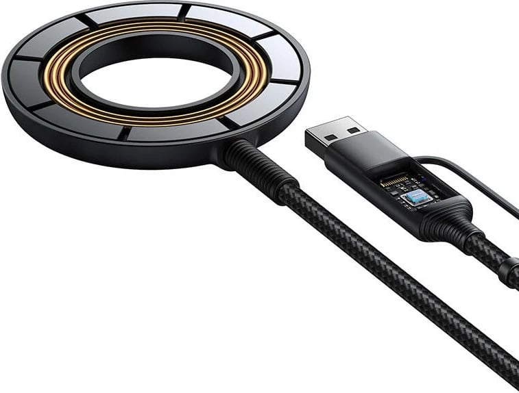 Karikues magnetik wireless Joyroom JR-WQM03, 15W, USB + USB-C, 1.2m, zi