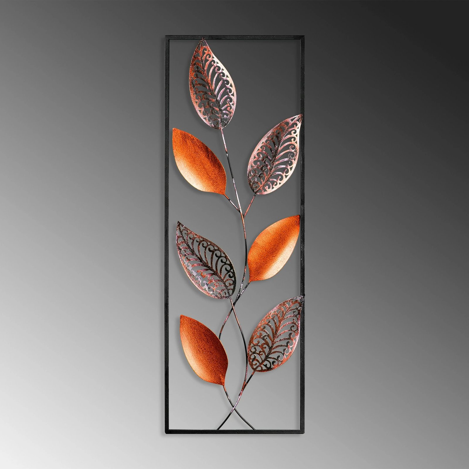 Aksesor dekorativ metalik për mur, Wallity, Leaf 3, shumëngjyrësh, 32x90cm