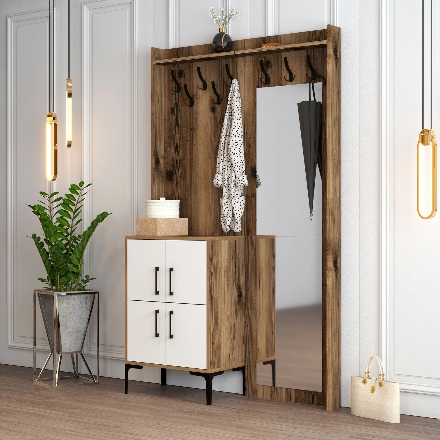 Stendë për korridor Berlin BC, ngjyrë arrë dhe e bardhë