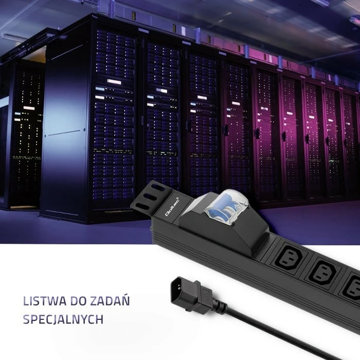 Kasë prizash Qoltec 53999, 8x IEC C13, 1U, 2m, e zezë