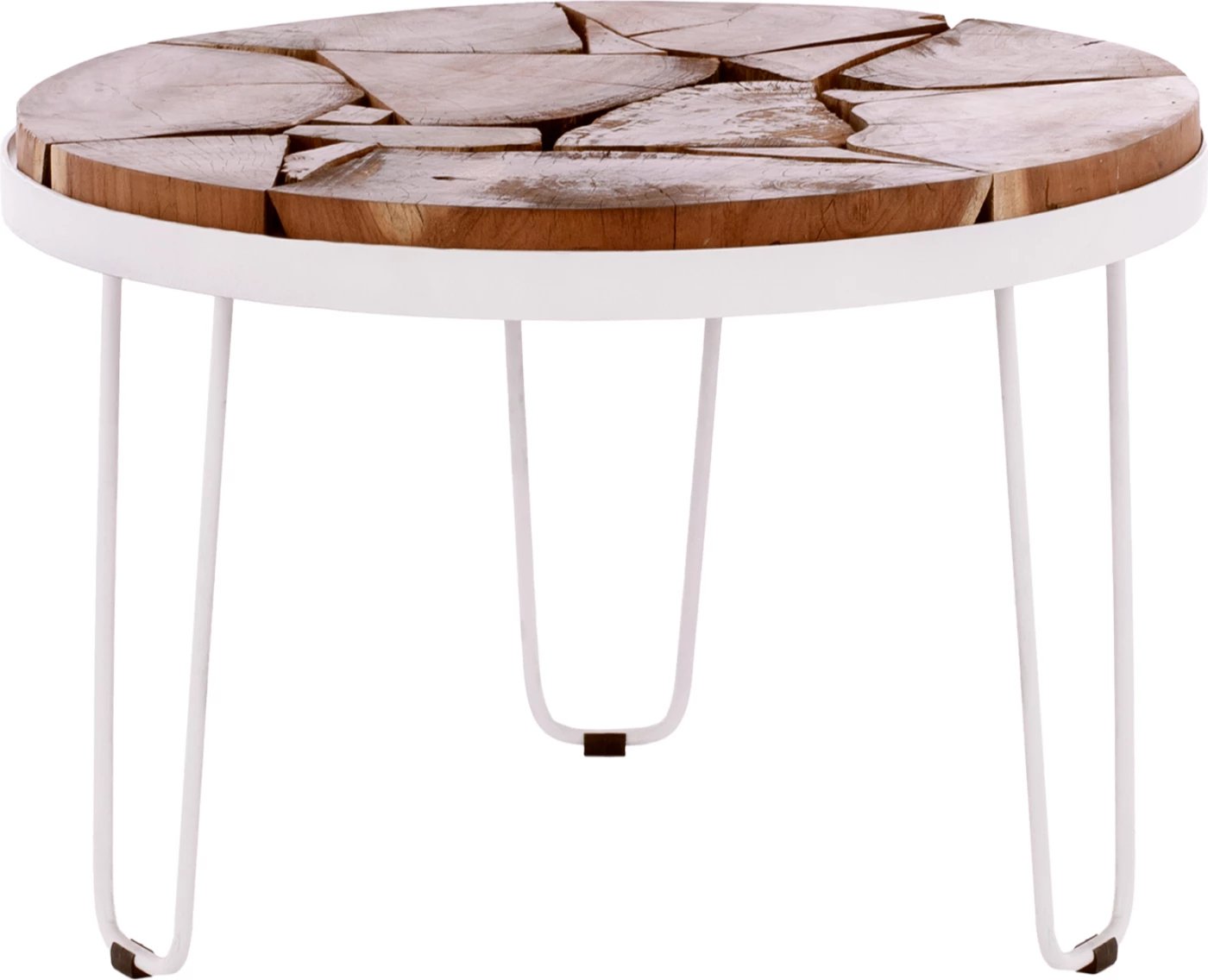 Tavolinë e shkurtë rrethore prej akacie, kornizë e bardhë, FH8366.12