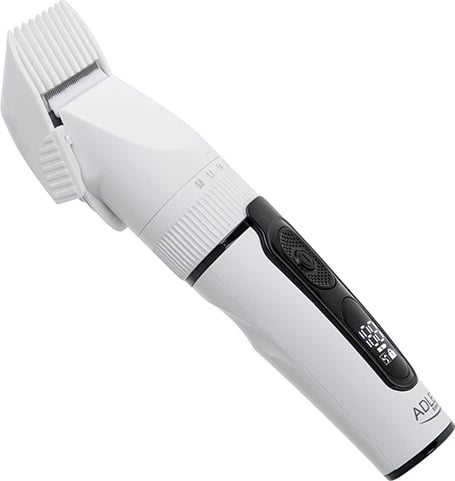 Makinë qethëse Adler AD 2839, LCD, IPX6, bateri 2000mAh, karikim USB-C, me krehëra 3–18 mm, e bardhë Makinë qethëse Adler AD 2839, LCD, IPX6, bateri 2000mAh, karikim USB-C, me krehëra 3–18 mm, e bardhë