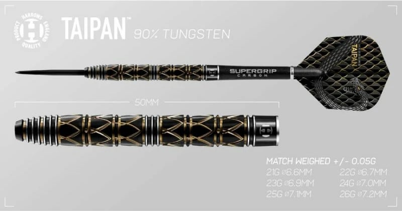 Shigjeta për dart Harrows Taipan, për meshkuj dhe femra, të zeza dhe të arta Shigjeta për dart Harrows Taipan, për meshkuj dhe femra, të zeza dhe të arta