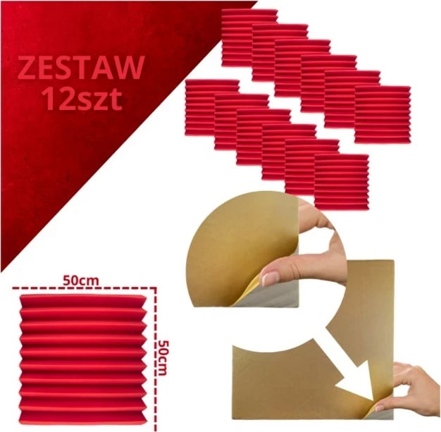 Panel akustik set 12 copë, i kuq