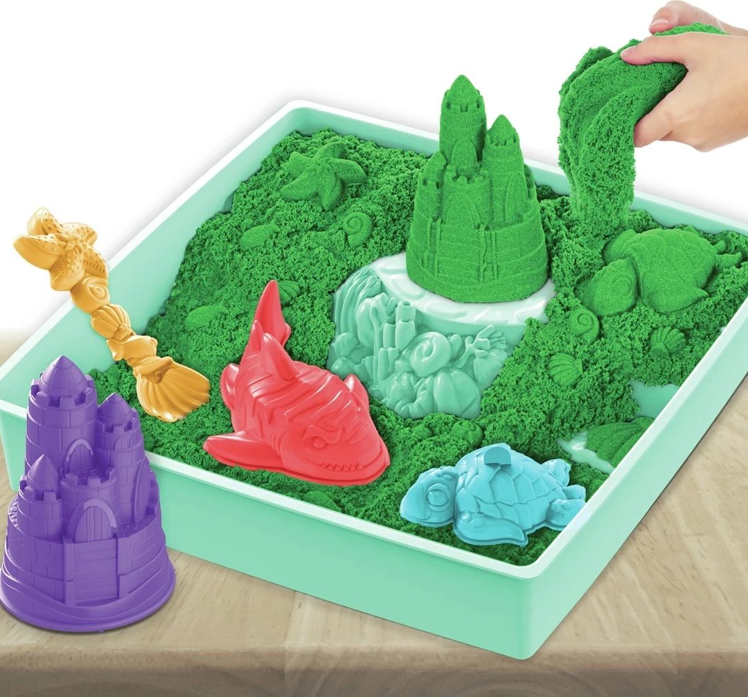 Set rërë kinetike SPIN MASTER, 1lb, me vegla dhe forma, Gjelbër