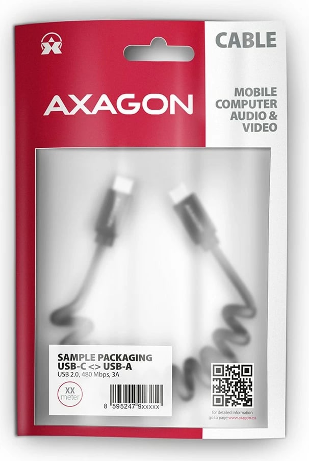 Kabllo USB-C në USB-C AXAGON BUCM-CM20TB, 1.1m, i zi, Twister