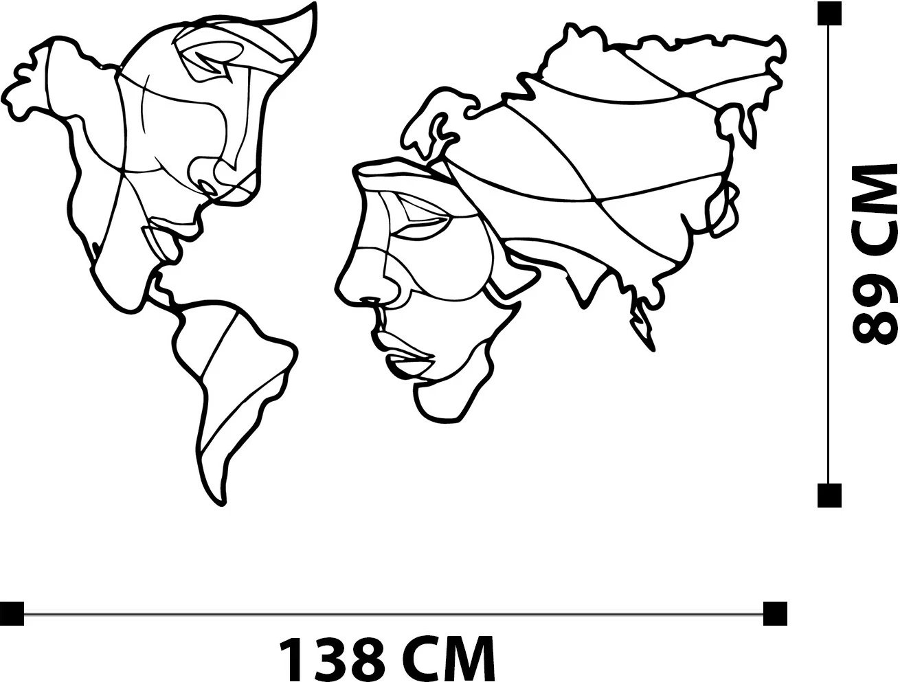 Aksesor dekorativ metalik për mur, Wallity, Suret, ngjyrë e zezë, 139x89cm