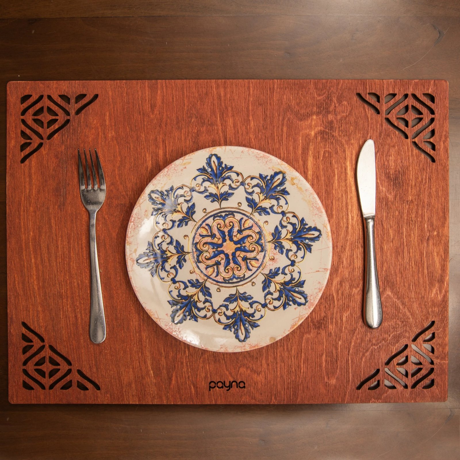 Set nënshtrues tavoline prej druri, 4 copë, Hermia, Corpat - ngjyrë rozë