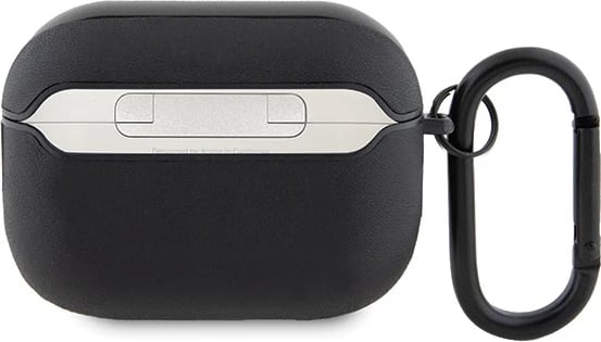 Mbështjellës AMG për AirPods Pro 2, lëkurë, i zi, me logo të bardhë