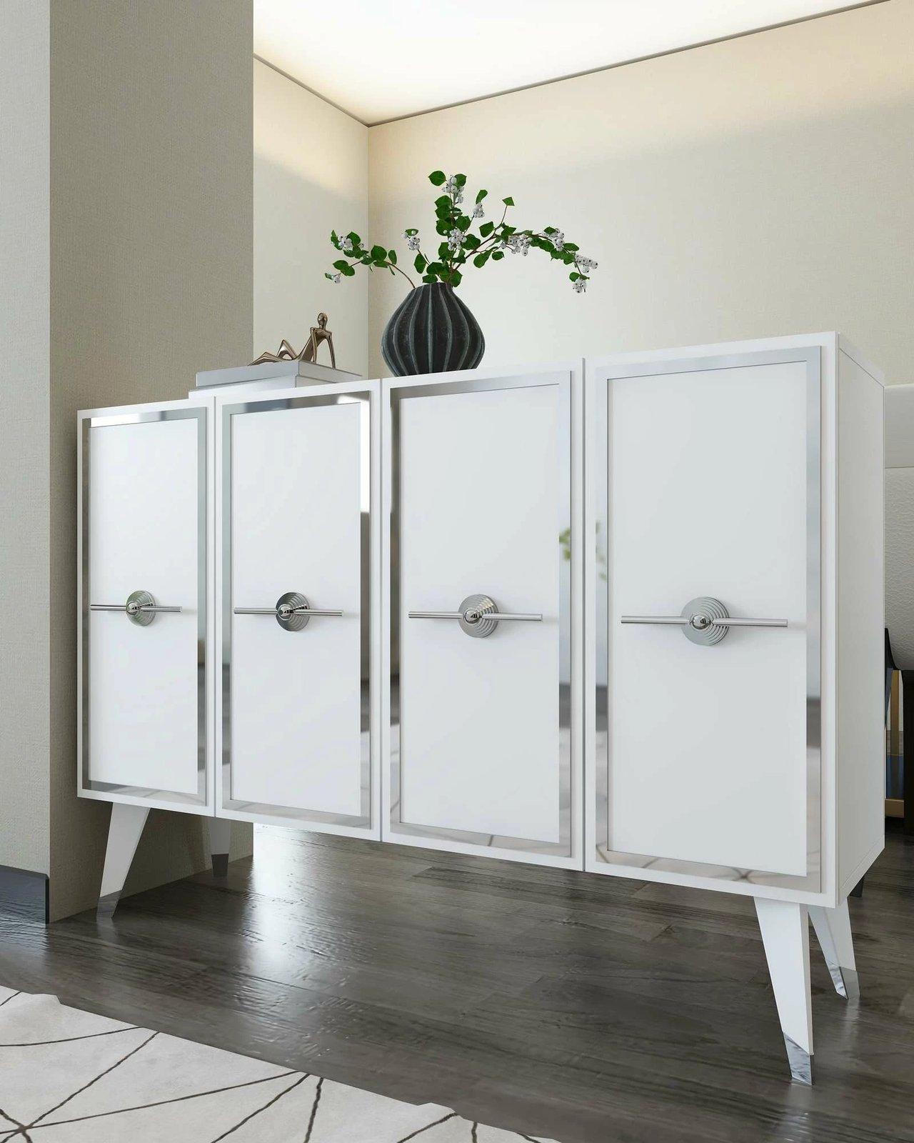 Konsol Skye Decor, e bardhë, argjend, 8174KM-32