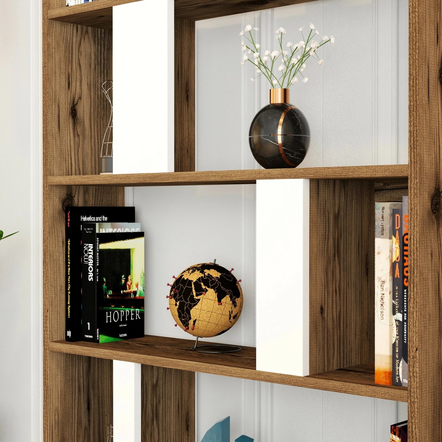 Raft librash Hanah Home, Lima, ngjyrë arre dhe e bardhë