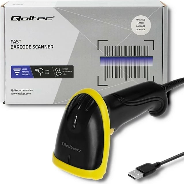 Lexues barkodesh dore Qoltec 50860, USB, i zi/verdhë