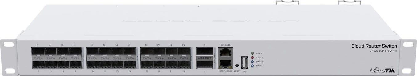 Switch i menaxhuar MikroTik CRS326-24S+2Q+RM, 25 porte, 10G, i bardhë