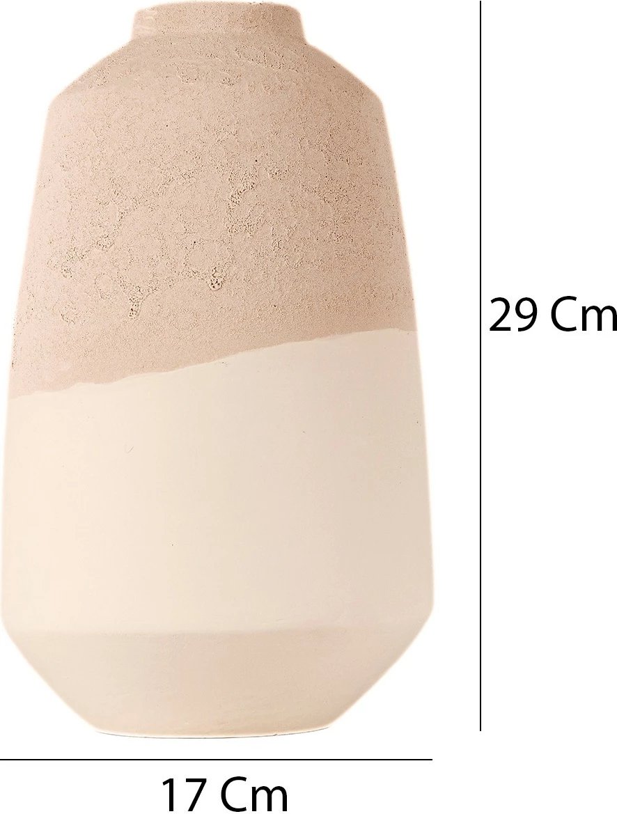 Vazo dekorative prej qeramike, ngjyrë bezhë, Evila Originals, BK001, 17x29cm